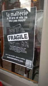 poster protesting the possible closure of La Malterie, an arts venue